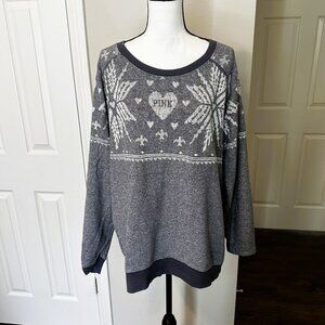 PINK Victoria's Secret gray and black knit sweater - Size L|G